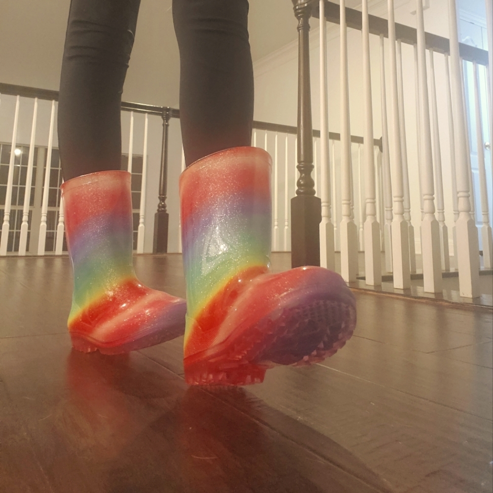 Rainbow rain boots